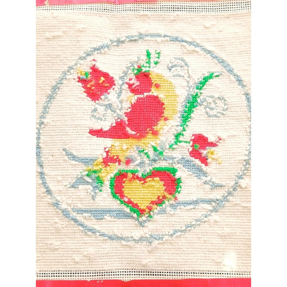 Hand-Embroidered Bird & Flower Cloth 10.25"x9.75" Unframed Textile - Picture 5 of 6